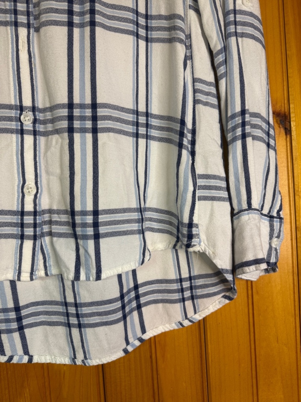 Woolrich Women's Blue and Cream Plaid Button-Down Shirt - Picture 6 of 8